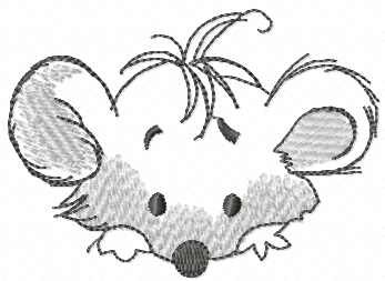 Grey mouse free machine embroidery design