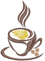 Kostenloses Stickdesign für die Morgenkaffeetasse