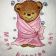 Teddy bear with bath towel embroidery