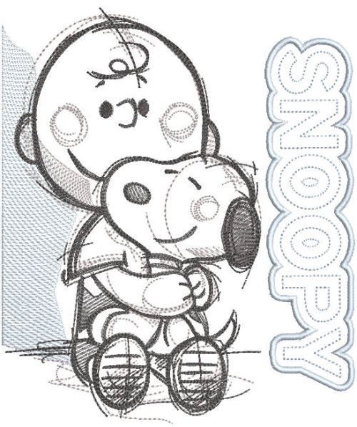 Snoopy hugs Charlie brown embroidery design