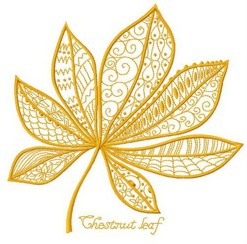 Chestnut leaf machine embroidery design