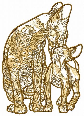 Cat and kitty cat sphynx 2 machine embroidery design