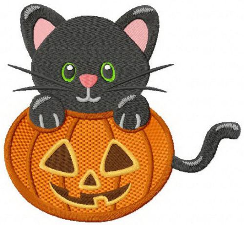 Halloween kitten machine embroidery design