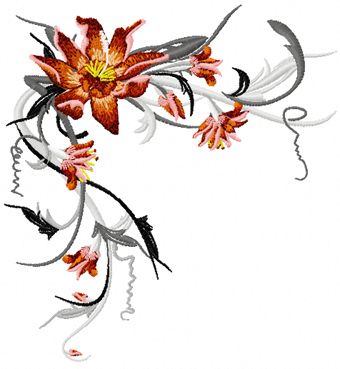 Swirl Flower Lily machine embroidery design
