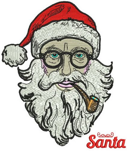 Santa with tobacco pipe machine embroidery design