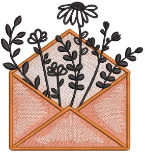 Carta com flores da primavera dentro do desenho do bordado