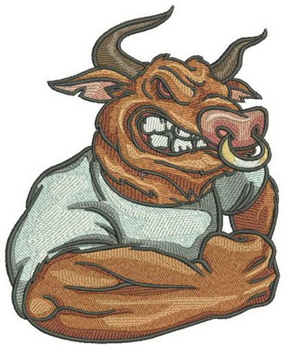 Angry bull machine embroidery design