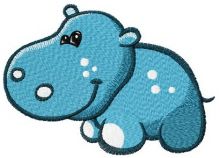 Tiny hippo embroidery design