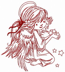 Angel with star dust 4 embroidery design