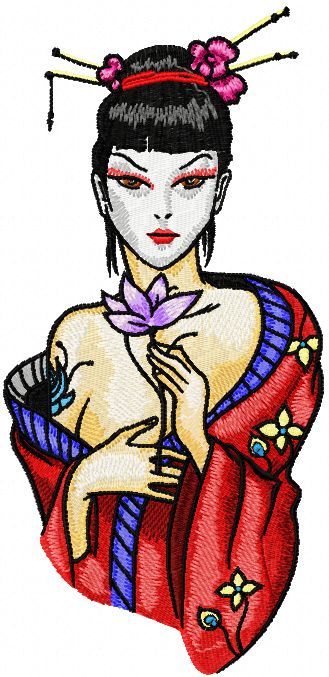 Modern Geisha Yours Forever machine embroidery design