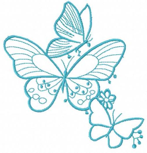 Blue butterflies free embroidery design