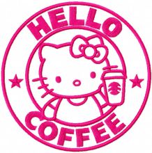 Hello kitty coffee pink embroidery design