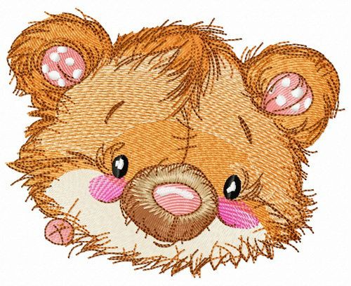 Old bear toy head machine embroidery design