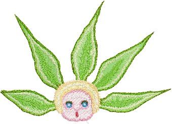 Snugglepot with Gumnut Leaves machine embroidery design