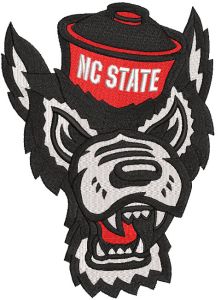 North Carolina State Angry wolf embroidery design