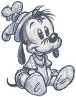 Sitting baby goofy sketch embroidery design