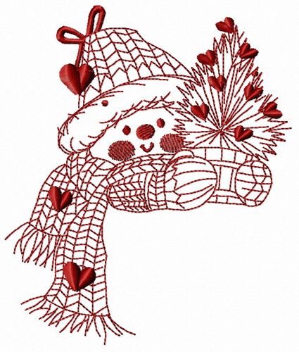 Snowman in love 3 embroidery designe