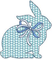 Bunny pattern with bow free embroidery design