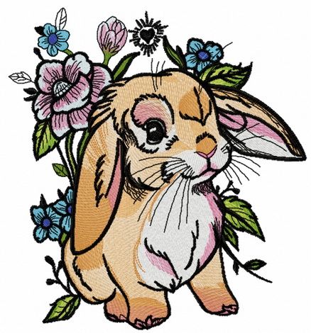 Lop-eared bunny 3 machine embroidery design