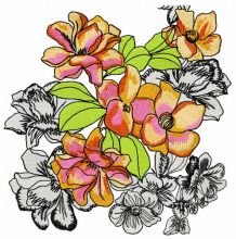 Garden flowers embroidery design