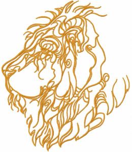 Lion one colored embroidery design