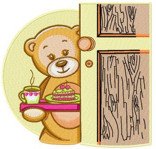 Teddy's tea time machine embroidery design
