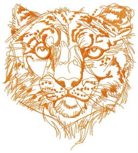 Snow leopard one color embroidery design