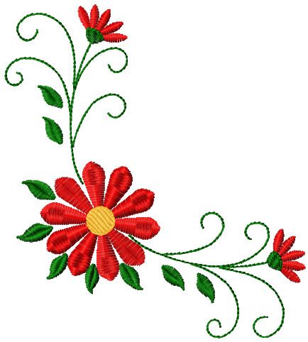 Simple red flower free embroidery design