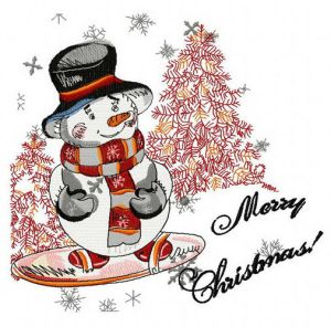 Snow snowboarder embroidery design