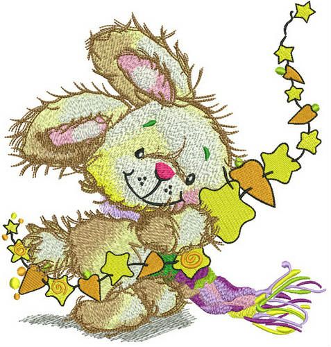 Stars and carrots garland for bunny machine embroidery design