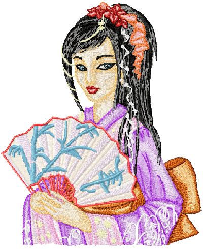 Fantastic Geisha machine embroidery design