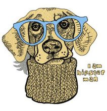 Hipster dog 2 embroidery design