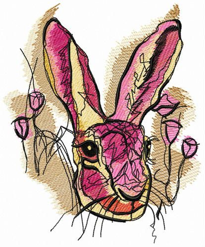 Pink rabbit machine embroidery design