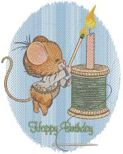 Seamstress mouse birthday embroidery design