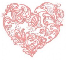 Floral heart embroidery design