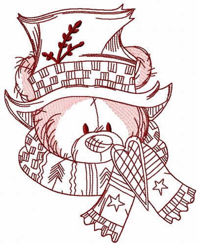 Bear with stylish top hat 2 machine embroidery design