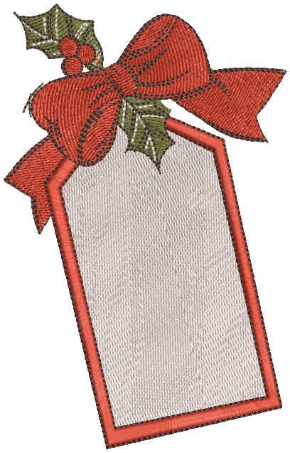 Christmas red label embroidery design