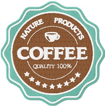Coffee label american classic style machine embroidery design