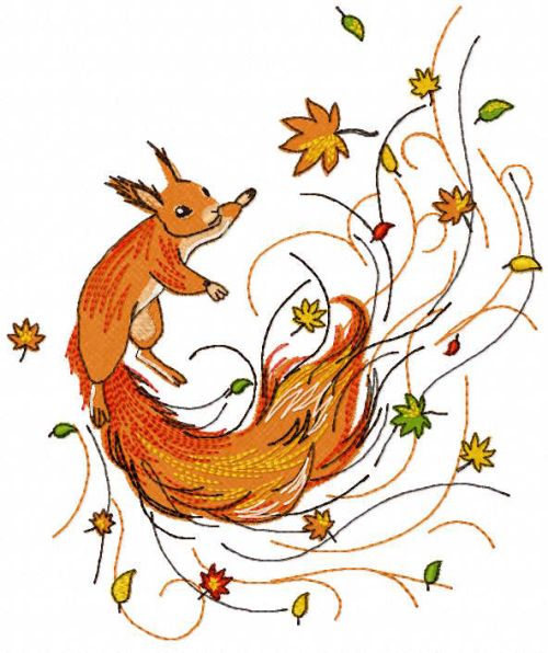Autumn squirrel free embroidery design