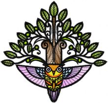 Forest stylish owl  embroidery design