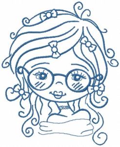 Romantic curly girl embroidery design