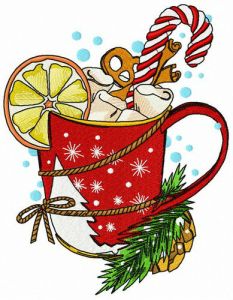 Warming cocoa embroidery design