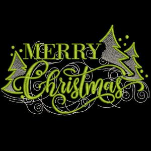 Merry Christmas snowstorm embroidery design