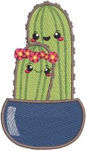 Mother cactus and baby embroidery design