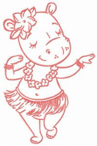 Hula dance embroidery design