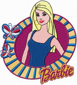 Barbie with butterflies embroidery design