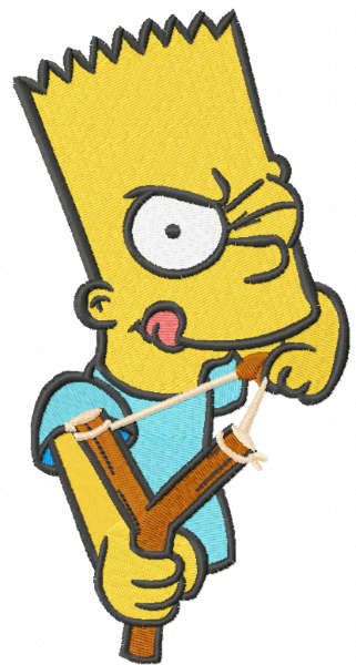 Bart Simpson with catapult embroidery design