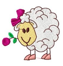 Lamb with tulip embroidery design