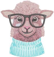 Sheep in glasses and a sweater embroidery design
