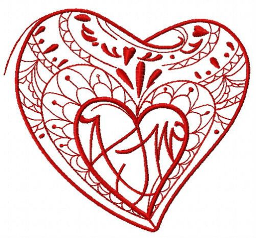 Fancy heart 3 machine embroidery design